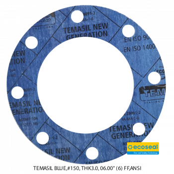 Cutting gasket TEMASIL BLUE,#150, THK3.0, 06.00" (6) FF,ANSI